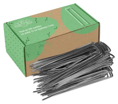 Image de Lot de 200 piquets en acier galvanisé pour tente et jardin