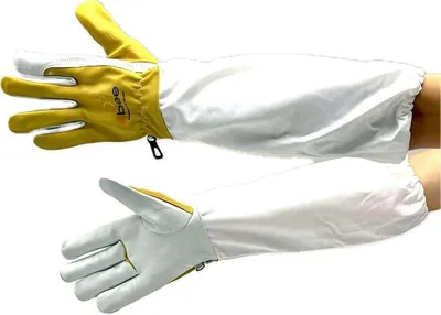 Produktbild von Imker Lederhandschuhe 4BEE mit Schutzärmeln – weiches Leder, lange Ärmel bis Ellenbogen, komfortabel & robust – Größe L