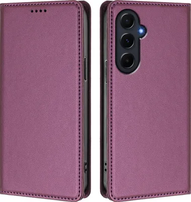Image de Etui en cuir pour Samsung Galaxy A55, étui magnétique en cuirPolyuréthaneavec support Violet