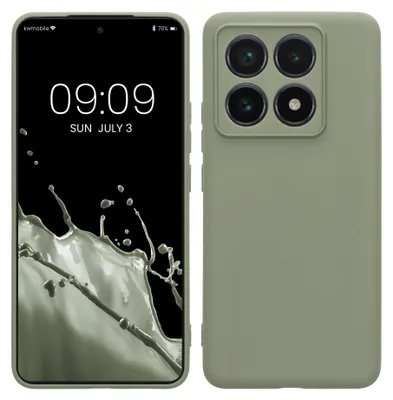 Produktbild von kwmobile Handyhülle für Xiaomi 14T Pro Hülle - weiches Handy Silikon Case - Schutzhülle Cover - Graugrün