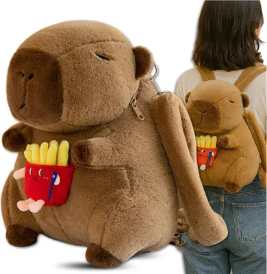 Image de EDIBAZZAR | Sac à dos en peluche pour enfants d'âge préscolaire avec fermeture éclair Kapibara