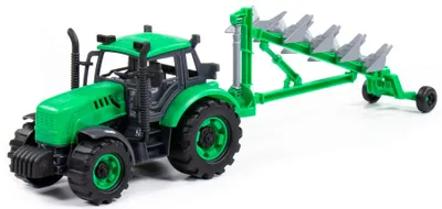 Produktbild von Traktor Kinder Spielzeug Progress mit Drehpflug grün Schwungrad Fahrzeug +3J