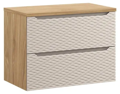 Image de Ensemble de salle de bain YOKA beige : meuble sous vasque 80 cm + plan vasque