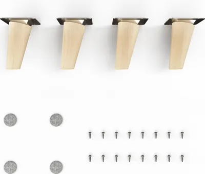 Produktbild von 4x sossai Holzfüße rund - schräge Ausführung 8cm Buche Naturbelassen
