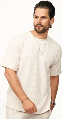 Produktbild von CARISMA Herren T-Shirt mit Strickstruktur & Rundhals für Herren Kurzarm Shirt mit Crew-Neck Ausschnitt im Regular-Fit