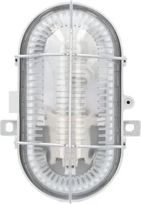 Produktbild von UNITEC Ovalleuchte mit Metallkorb, geeignet für Keller, Garage, Garten und mehr, Schutzart IP44, 60 W, grau