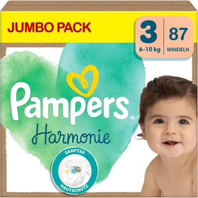 Produktbild von Pampers Harmonie Windeln Gr. 3 (6-10 kg) 87 Stück – hypoallergen, 0% Parfüm