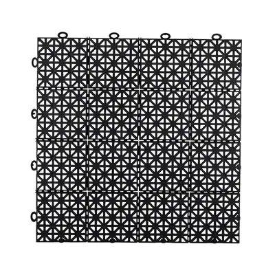 Produktbild von Kunststoff Fliesen mit Klicksystem 30 x 30 cm Indoor und Outdoor Bodenplatten schwarz für Pool Balkon Garage und Zelt