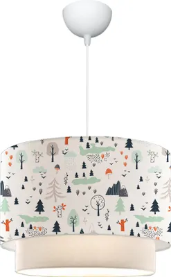 Immagine prodotto di Lampada a sospensione per bambini "Lurgan" regolabile in altezza con paralume in tessuto con motivo ad albero, bianco