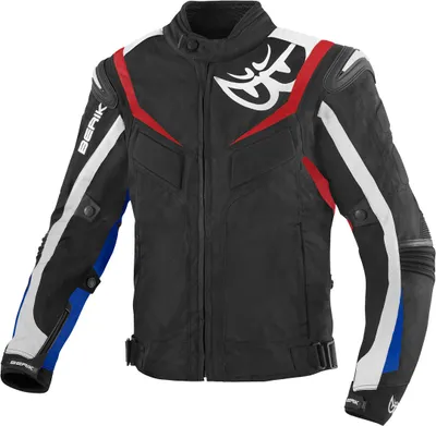 Produktbild von Berik Endurance wasserdichte Motorrad Textiljacke, schwarz/weiß/rot/blau, 50