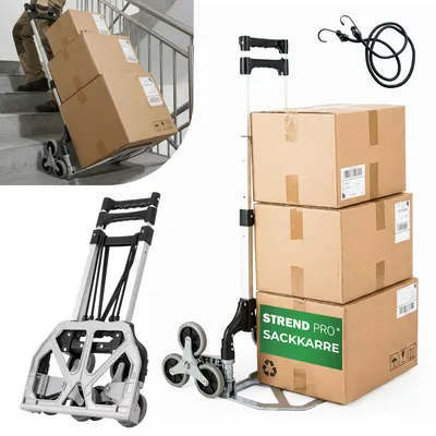Immagine prodotto di Carrello a mano Strend Pro, carrello di trasporto, pieghevole per scale, telescopico, max. 80 kg