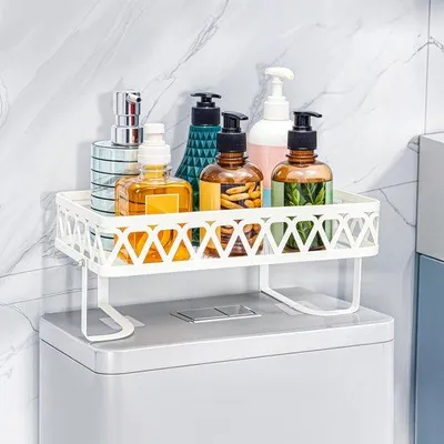 Obrázek produktu pro Uniqoos® Nerezová ocelová polička na toaletu s držákem toaletního papíru a organizérem, rozměry 30,5 x 15,5 x 13 cm – úsporné úložné řešení do koupelny nad toaletou