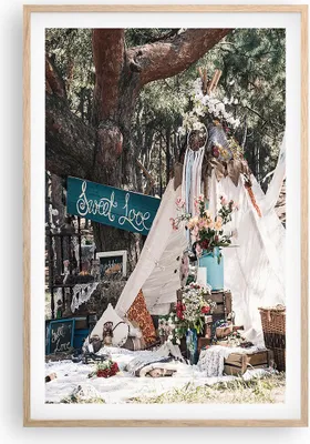 Produktbild von Gerahmtes Poster - Rahmen in heller Eiche - Jungvermählten Liebe Landschaft - 61x91,5 cm - Wand Bild - Wanddeko - Wandbilder - Kunstposter - Wandposter - Bilderrahmen - Bilder - P2NPA61x91-4642