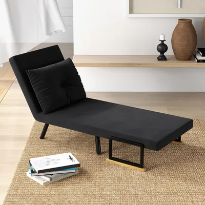 Produktbild von Relaxsessel Skandinavisch, Liegesessel Lesesessel mit Kissen, Polstersessel, Schwarz | 73 x 63 x 81 cm | Stahl, Polyester | 15,2 kg
