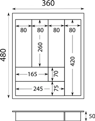 Produktbild von Naber Besteckeinsatz 5, 360 x 480 mm. Schrankbreite 450