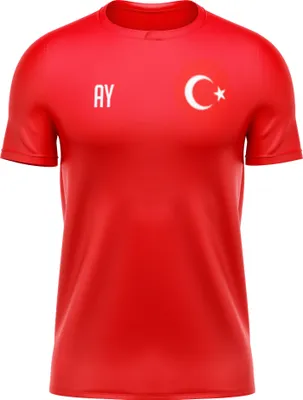 Produktbild von T-Shirt TÜRKEI Rot Gr. M Sportshirt Shirt mit Druck (Name, Nummer oder Initialen)