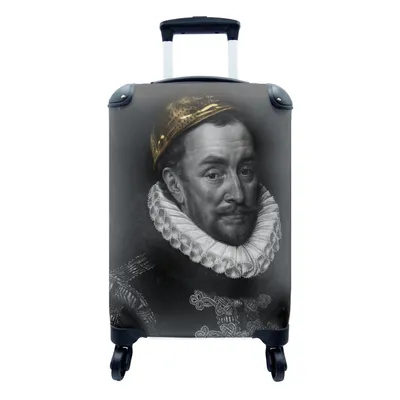 Produktbild von MuchoWow® Koffer Handgepäck Trolley Rollkoffer Kleine Reisekoffer mit 4 Rollen - Wilhelm von Oranien - Adriaen Thomasz - Schwarz - Weiß - Cabin Size < 55x40x23 cm & 55x40x20 cm - Fotokoffer - Kabinenkoffer - Boardgepäck - Reise-Box - Reisekoffer - Reisegepäck - Koffer mit Bild - Trolley für Kinder