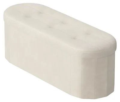 Produktbild von Sofa mit Stauraum und klappbarem Fußhocker | Weiß | 110x38x38 cm