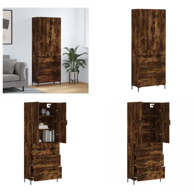 Produktbild von vidaXL Highboard Räuchereiche 69,5x34x180 cm Holzwerkstoff - Highboard - Highboards - Sideboard - Schrank