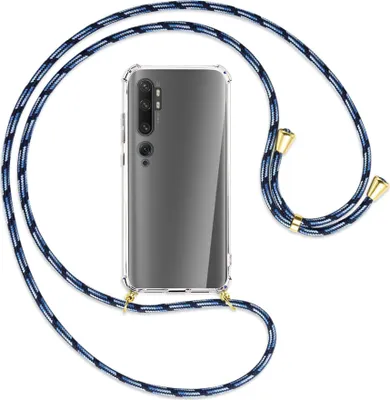 Produktbild von Handykette Backcover-Schutzhülle mit Band (Metall goldfarben) für Xiaomi Mi Note 10 (Pro) - Blautöne