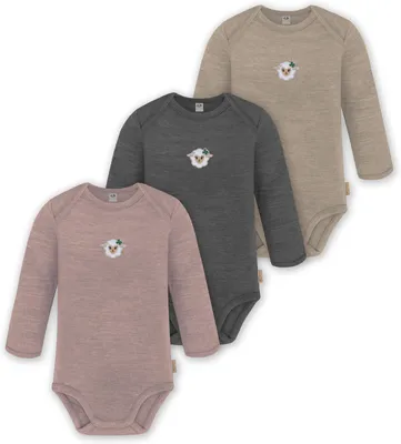 Produktbild von normani 3er Pack Baby Merino Body Langarm