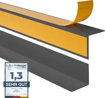 Immagine prodotto di QUEST Profilo angolare decorativo rigido in PVC 30x30 mm, 2 m incollato all'esterno, protezione dei bordi, grigio scuro