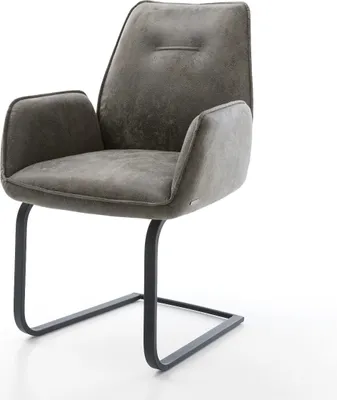 Produktbild von DELIFE Freischwinger Zoa-Flex Mikrofaser Grau Antik Freischwinger flach Schwarz Taschenfederkern