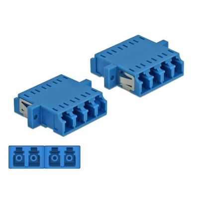 Produktbild von DeLOCK LWL Kupplung LC Quad Buchse zu LC Quad Buchse Singlemode 2 Stück blau, LC, Weiblich/Weiblich, Blau, Einzelmodus, Keramik, 2 Stück(e)