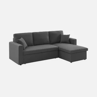 Produktbild von sweeek - 3-Sitzer Ecksofa mit Schlaffunktion - Dunkelgrau
