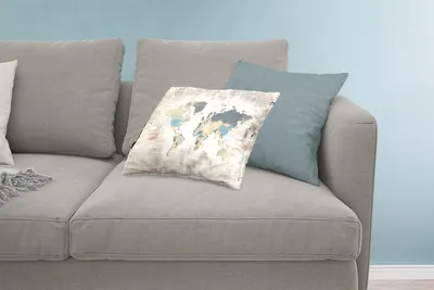 Produktbild von MuchoWow® Zierkissen Sofakissen Wohnzimmer Dekokissen 60x40 cm Weltkarte - Vintage - Pastell - Kopfkissen - Polster mit Foto