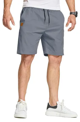 Imagen del producto de Pantalones cortos de algodón para hombre: ligeros, casuales, con bolsillos, corte regular, elegantes. Composición: 60% algodón, 35% lino, 5% Elasthano. Pantalón corto