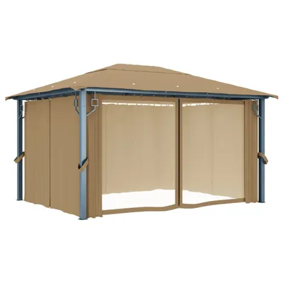 Produktbild von vidaXL Pavillon mit Vorhang 400x300 cm Taupe Aluminium