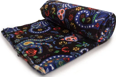 Produktbild von Fleece DTY stoff gedruckt (250g), Cat calavera, Schwarz, 50 x 160 cm