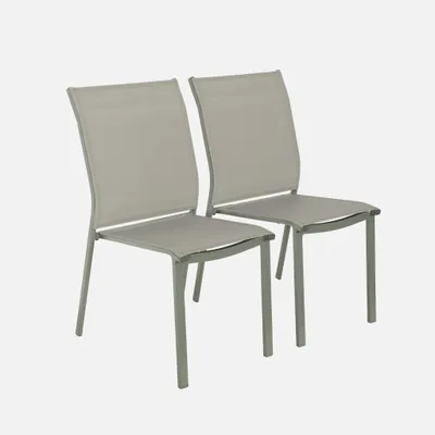 Immagine prodotto di Set 2 sedie da giardino impilabili in alluminio e textilene, Verde kaki
