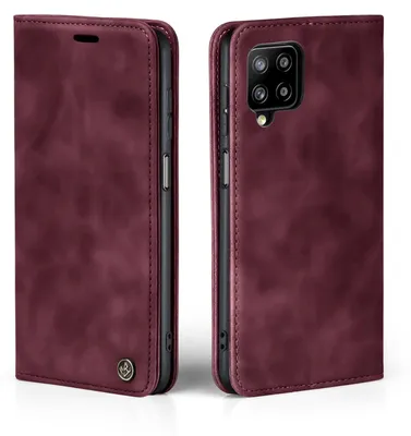 Produktbild von Handy Hülle für Samsung Galaxy A12 Klapphülle Bookcase Flip Cover Handy Tasche Etui Farbe: Weinrot
