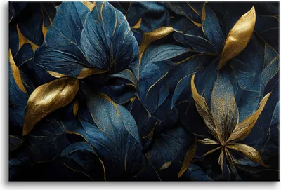 Produktbild von Leinwandbild Bilder für das Wohnzimmer Blumen Blätter Gold 80x120cm