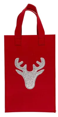 Produktbild von Rote Geschenktasche aus Filz mit Glitzermotiv Geschenktüte