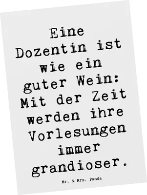 Produktbild von Mr. & Mrs. Panda Grußkarte Spruch Dozentin Genuss - Weiß - Geschenk, handgefertigte Geschenke, bildkarte, Beruf, Postkarten, Kunstkarten, Ansichtskarten, Mentorin