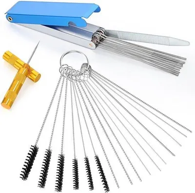 Imagen del producto de Kit de limpieza para carburadores de motocicletas, de 13 piezas, con cepillos de nylon