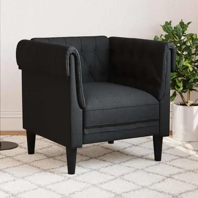 Zdjęcie produktu dla Fotel Chesterfield obity czarną tkaniną