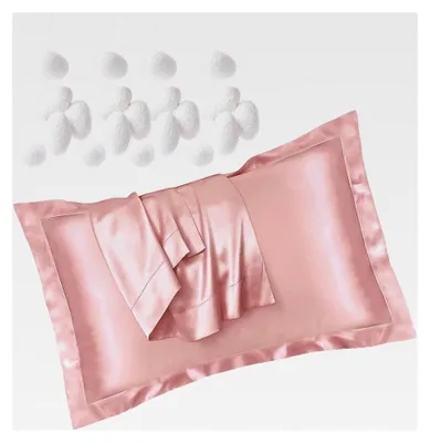 Produktbild von Kissenbezüge aus Seide 2 Stück (50 x 80 cm/22 Momme) - Hypoallergen, Pflege für Haut und Haar, Seidenkissenbezug mit Umschlagsverschluss (Rosa)