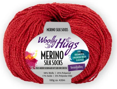 Produktbild von Woolly Hugs MERINO SILK SOCKS 100 g Luxus Sockengarn mit Merino & Seide 420 m Farbe 230 - rot