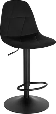 Produktbild von EUGAD Barhocker, Tresenhocker, Bistrohocker, Design-Hocker mit Rückenlehne, höhenverstellbar, 360°Drehhocker, Barstuhl mit Samtbezug, aus Metall, Schwarz