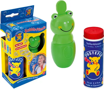 Produktbild von Pustefix - Bubble-Friends Frosch + 70 ml Seifenblasenflüssigkeit