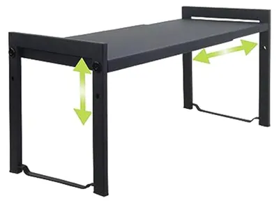 Produktbild von Ausziehbares Regal, 66 cm, stapelbarer Küchenregal-Organizer, Gewürzregal, Vorratsregal, verstellbarer Schrankorganizer, Aufbewahrungsregal für Küche und Büro (2 Stück schwarz S)