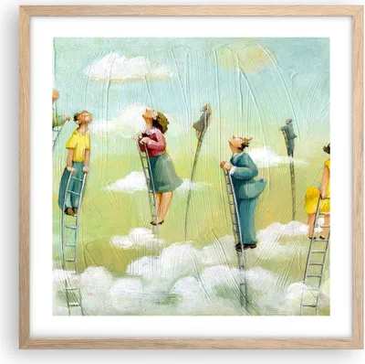 Produktbild von Gerahmtes Poster - Rahmen in heller Eiche - Abstraktion modern - 50x50 cm - Wand Bild - Wanddeko - Wandbilder - Wandposter - Bilderrahmen - Bilder - Kunstdruck - Wandbild - P2NAC50x50-3642
