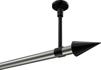 Produktbild von Interdeco Gardinenstange / Vorhangstange Edelstahl-Optik / Schwarz, Typ Sonette Savio (Kegel) ohne Ringe, Deckenmontage, 20 mm Ø 1-läufig, 320 cm