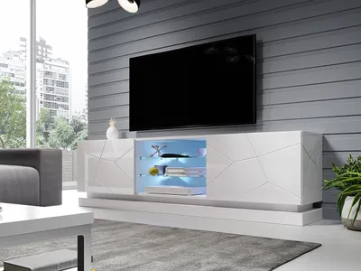 Obrázek produktu pro TV stolek s LED osvětlením ANDRE - lesklý bílý