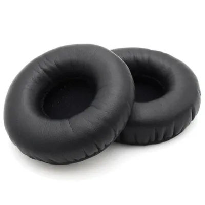 Two black ear pads for headphones are shown on a white background.