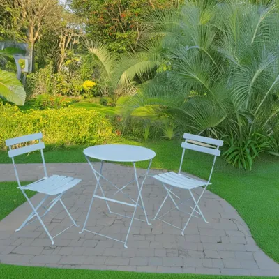 Produktbild von Gartenmöbelset MASON blau 2-Sitzer faltbar witterungsbeständig, Sitzhöhe 42 cm